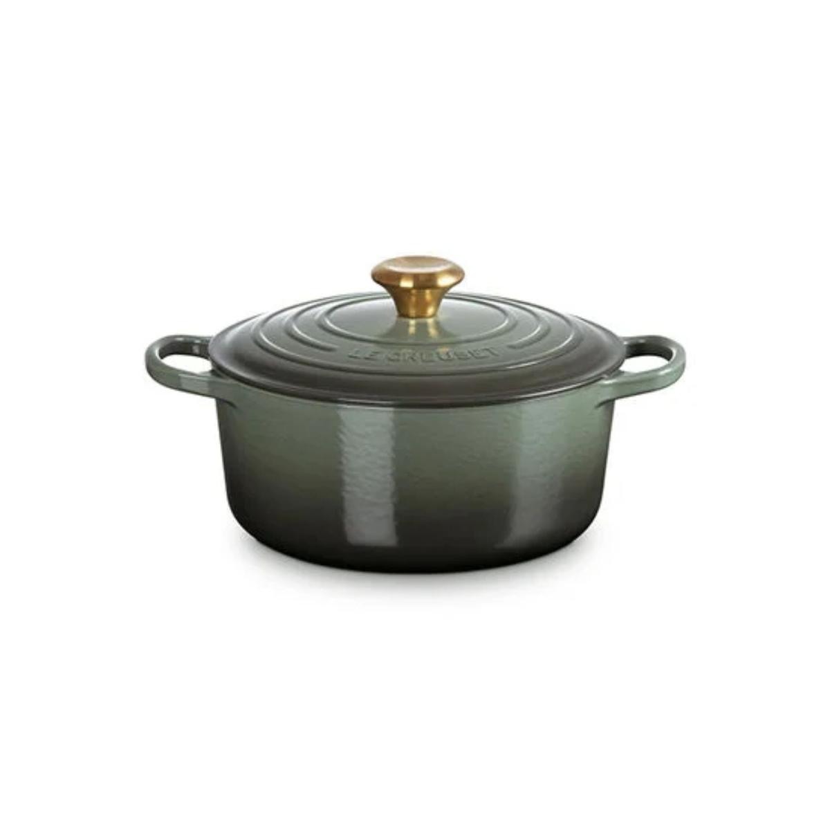 Deep green Le Creuset dutch oven