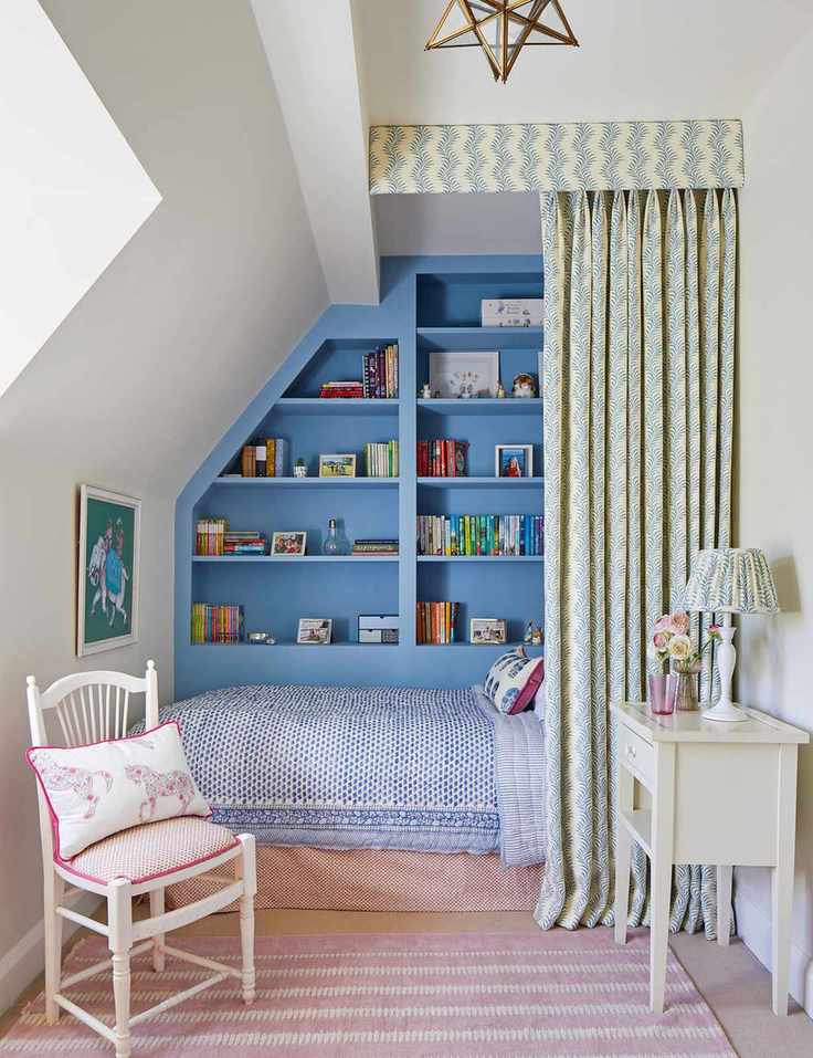 Children's room with blue fitted storage