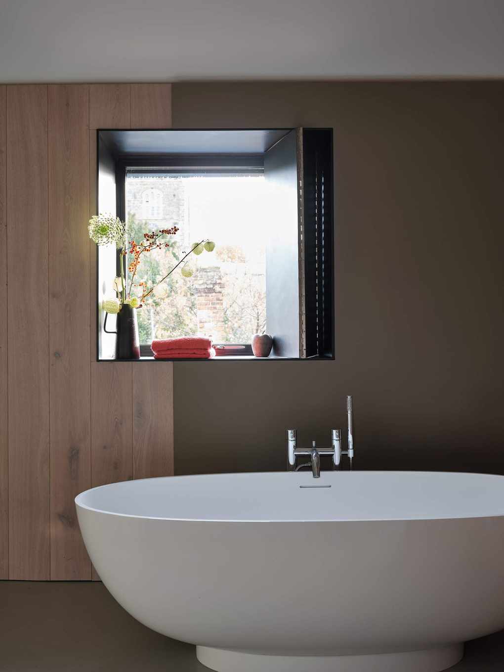 Bathroom with taupe-brown