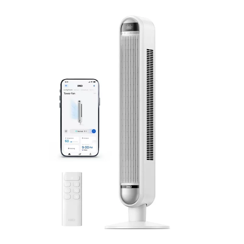Dreo 42" Cruiser Pro T1 Oscillating Bladeless Remote Tower Fan White: Electric Standing Fan for Room, 4 Speeds, Etl Listed