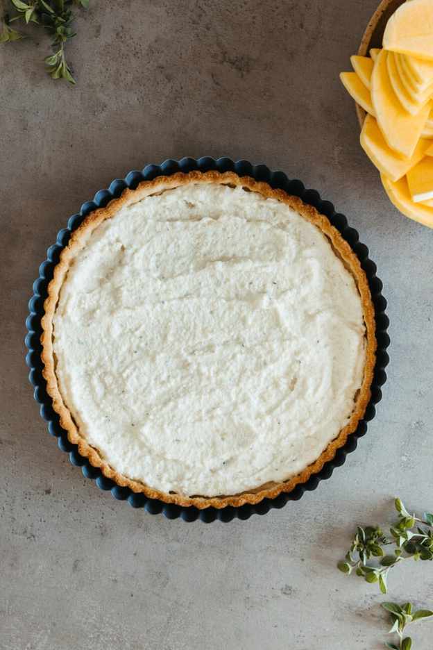 butternut squash and apple tart with ricotta, vegetarian thanksgiving main course