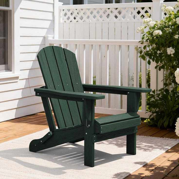 Rosecliff Heights Outdoor Hdpe Folding Adirondack Chair , Weather-Resistant Wood-Grain Lounge Chair & Reviews | Wayfair