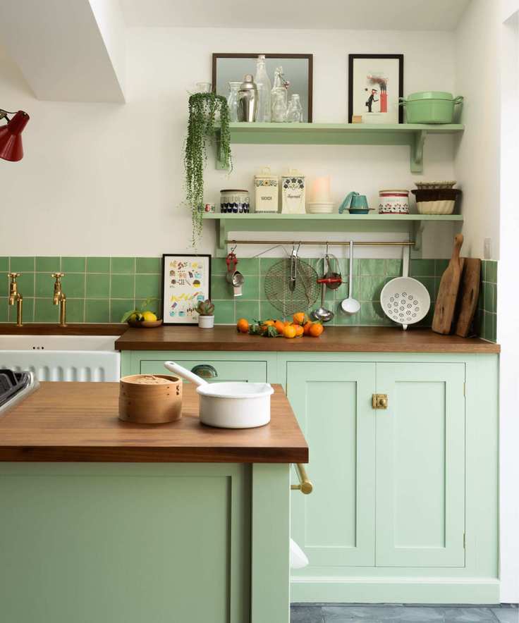 Colorful green kitchen