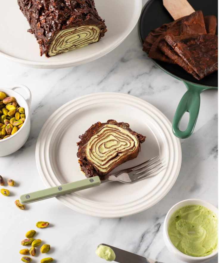 Le Creuset Pistachio Crepe Cake
