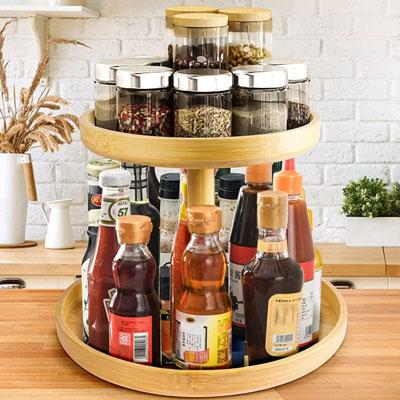 lazy susan in bamboo material