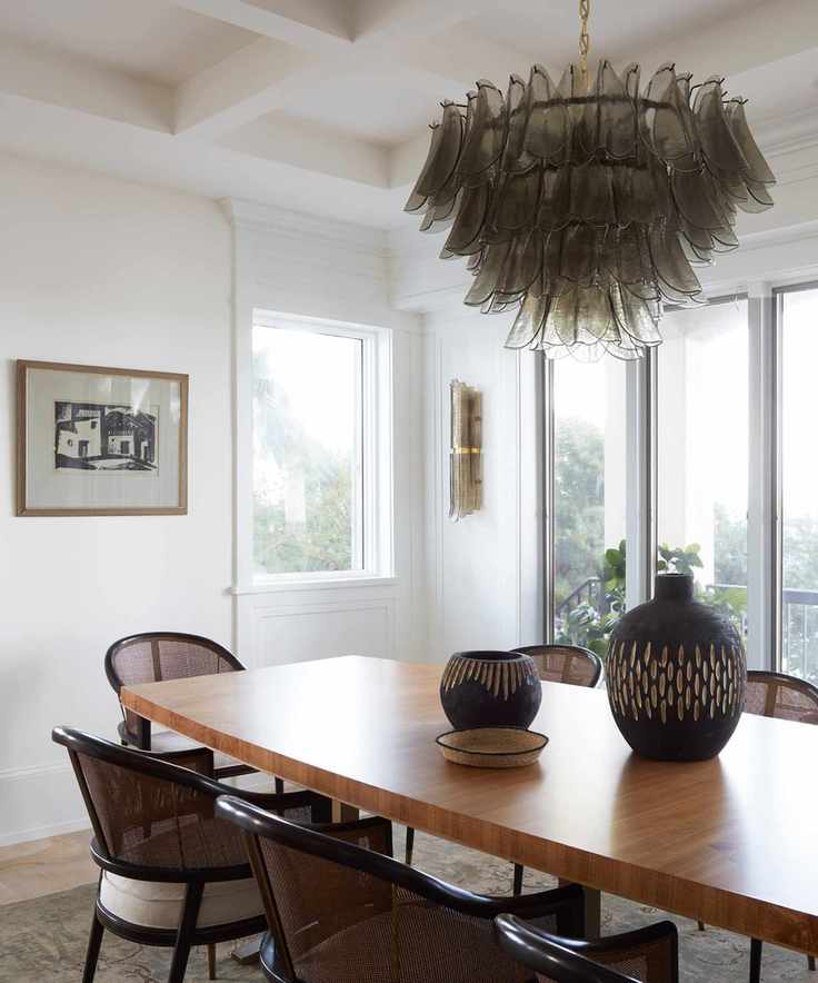 Vintage chandelier in a dining room