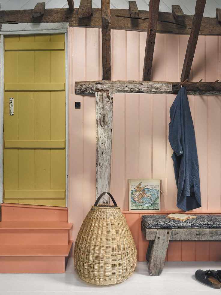 Colorful shiplap bedroom walls