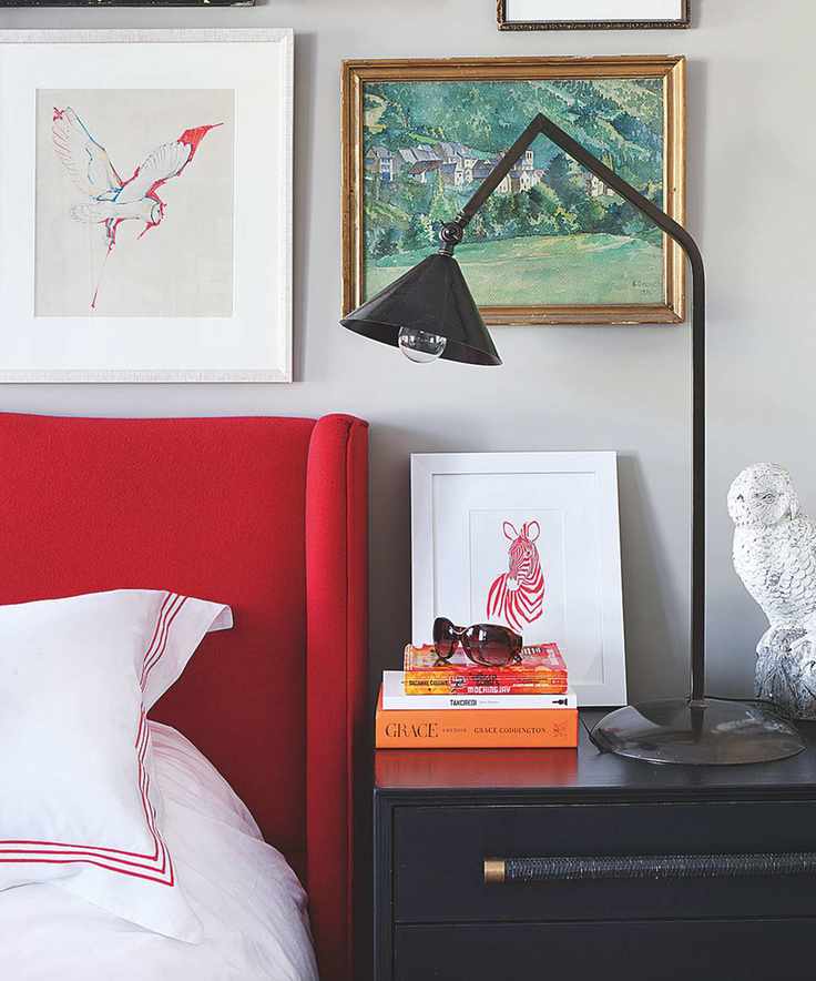 bedroom with double bed and nightstand with lamp