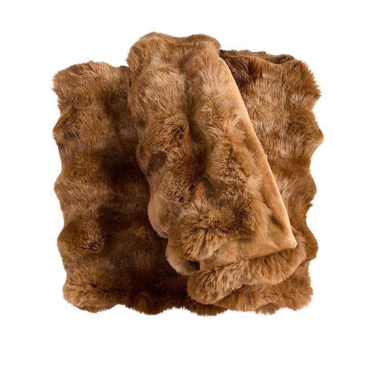 Textured Faux Fur Maple Brown Throw Blanket