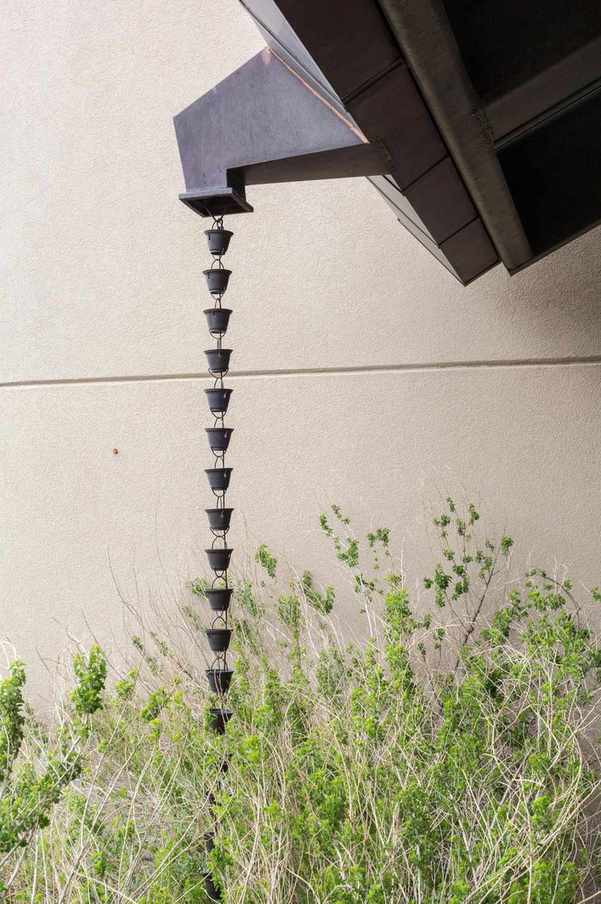 rain chains for harvesting rainwater in the garden