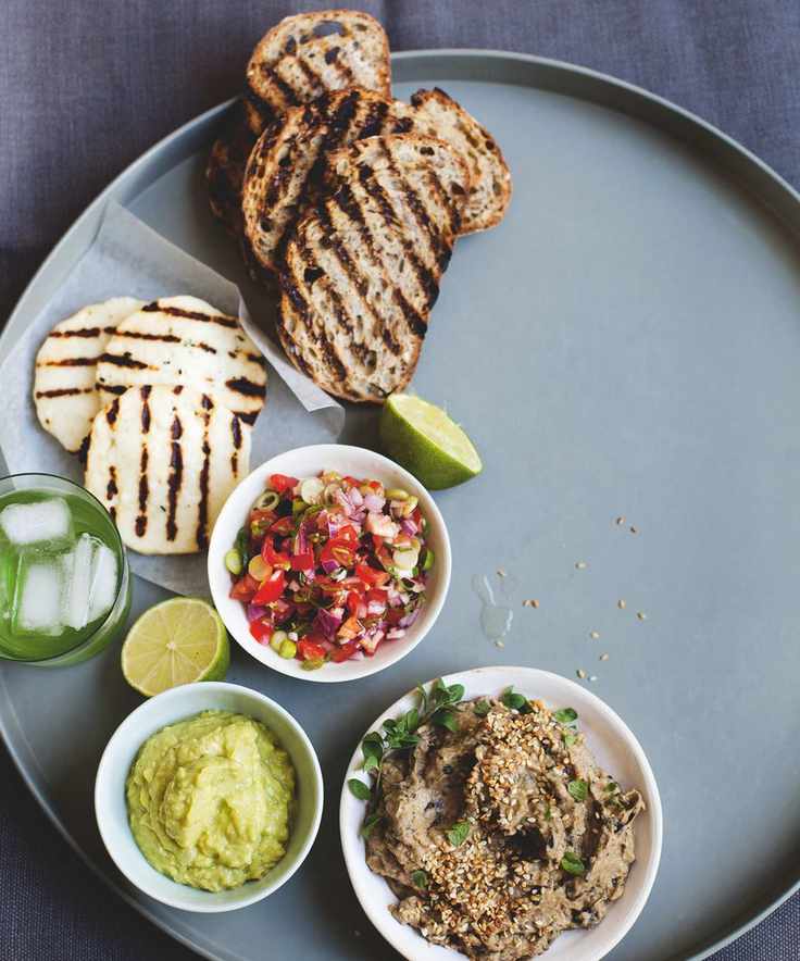 Vegetarian Meze with Baba Ghanoush and Salsa