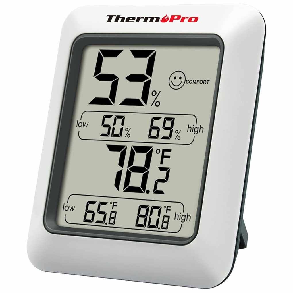 A silver digital hygrometer