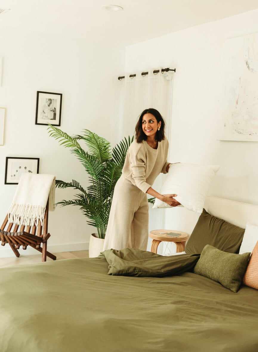 making the bed