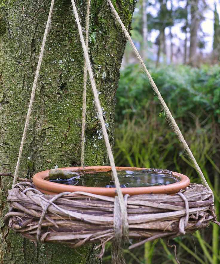Handmade hanging bird bath