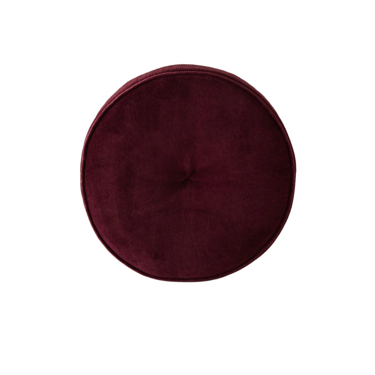 round pillow in deep red