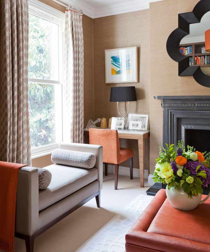 living room decorated in warm tones