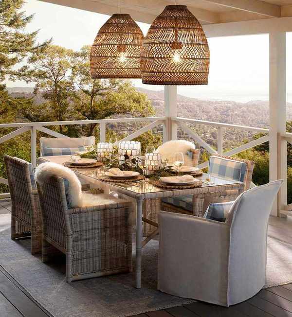 outdoor pendant lights over deck by Serena &amp; Lily