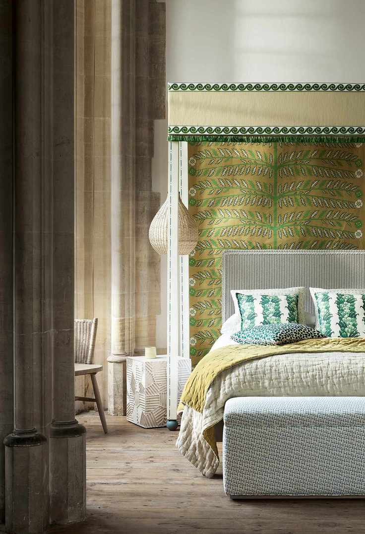 Light plank wood flooring in a bedroom