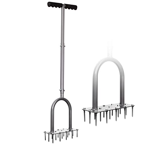 Walensee Lawn Aerator Spike Metal Manual Dethatching Soil Aerating Lawn With 15 Iron Spikes, Pre-Assembled Grass Aerator Tools for Yard, Lawn Aeration, Garden Tool, Revives Lawn Health, Patented
