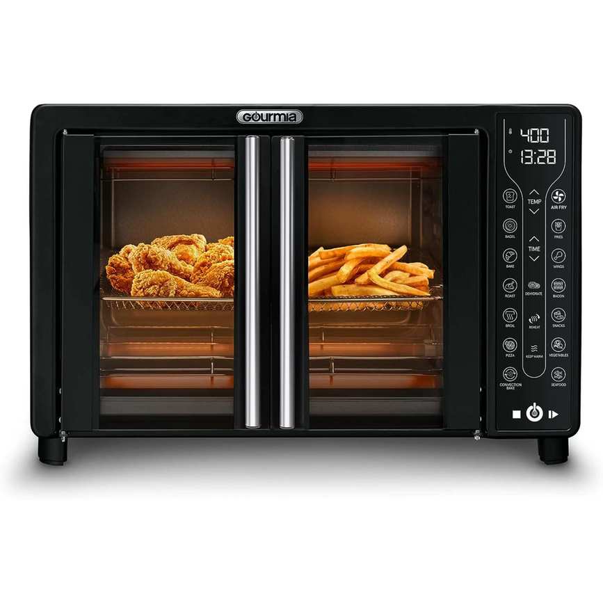 Gourmia French door air fryer against a white background.