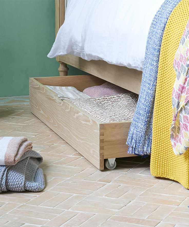 Underbed storage ideas with wooden drawer