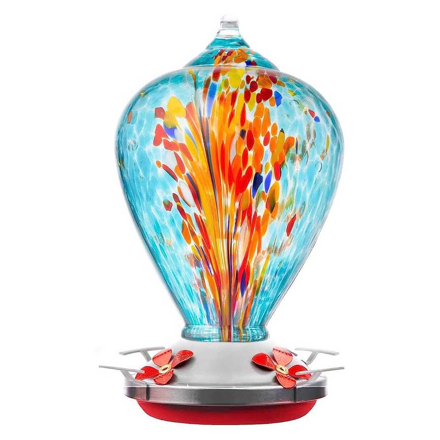 glass hummingbird feeder