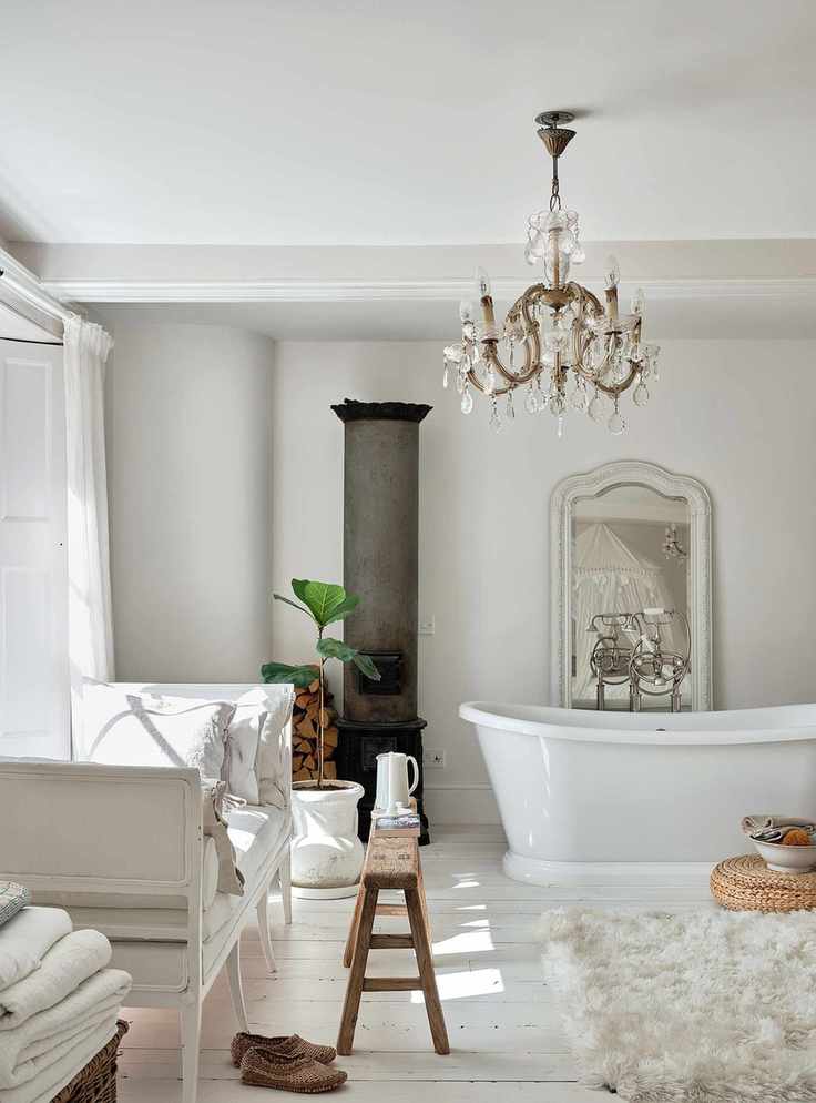 White bathroom with cozy furnishings