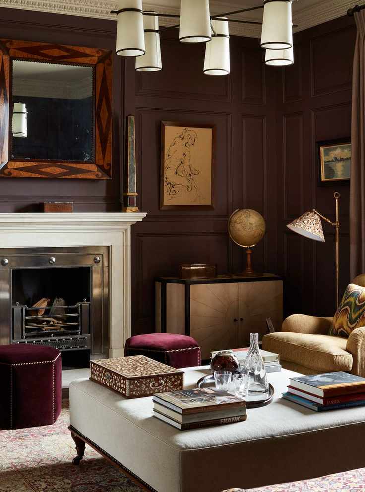 Brown living room with cozy furniture