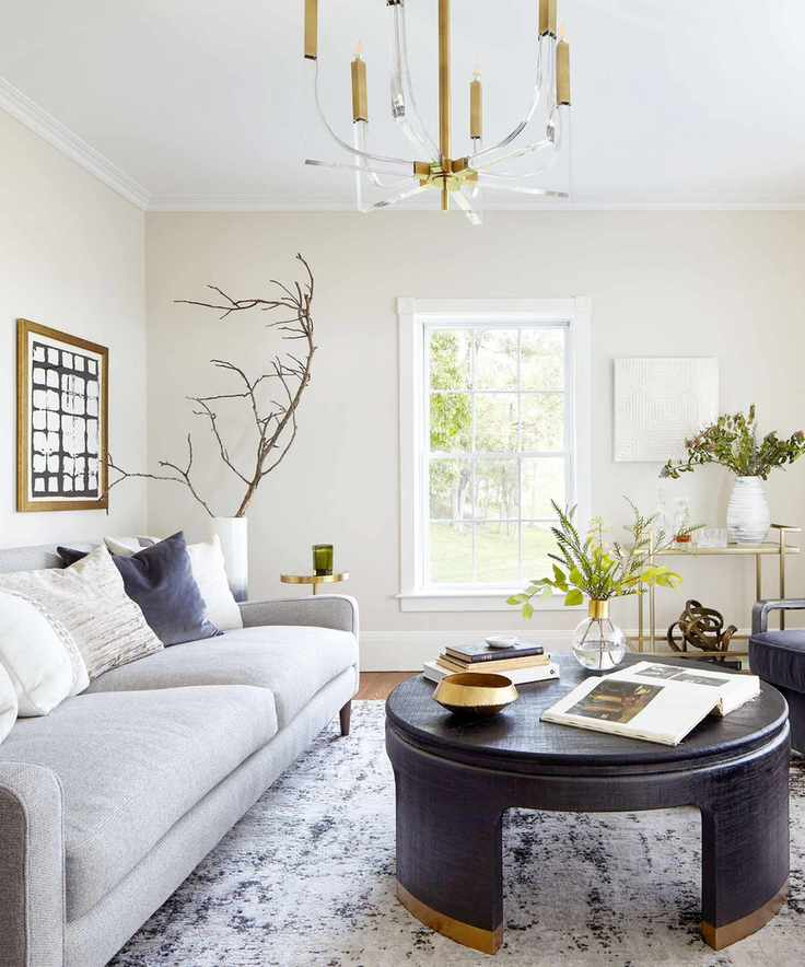 Modern living room in blue and gray