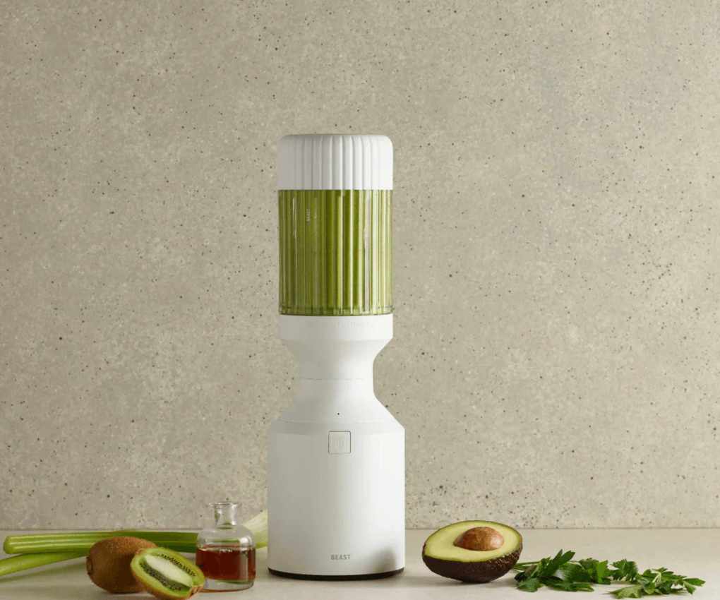 Beast Blender blending a green smoothie