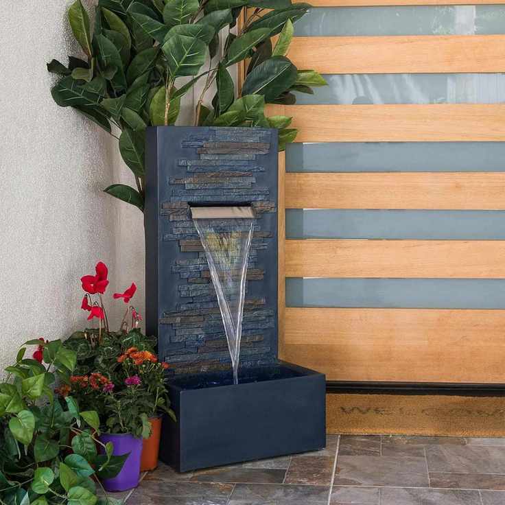 Alpine Corporation WIN1562 32" Cascading Stone Wall Fountain with LED Lights