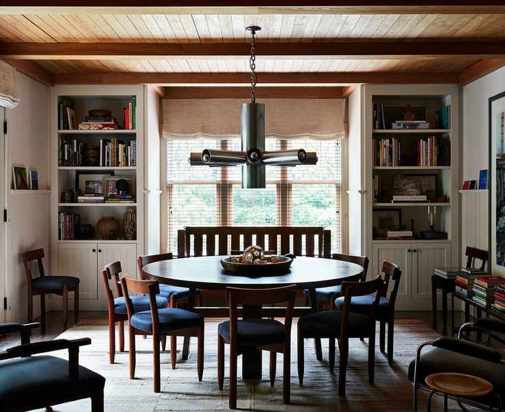 Mid century modern decor with dining furniture and light