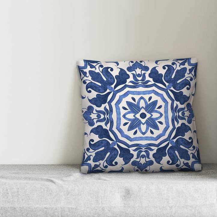 Designs Direct Creative Group Watercolor Damask Tile Square Pillow Cover & Insert