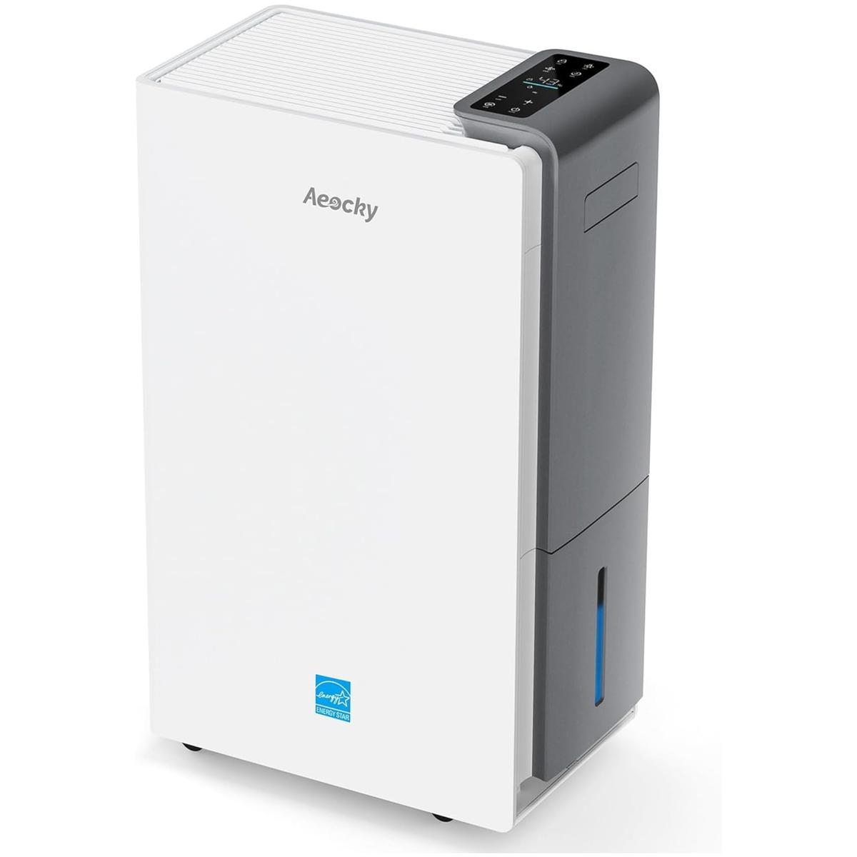 A white dehumidifier