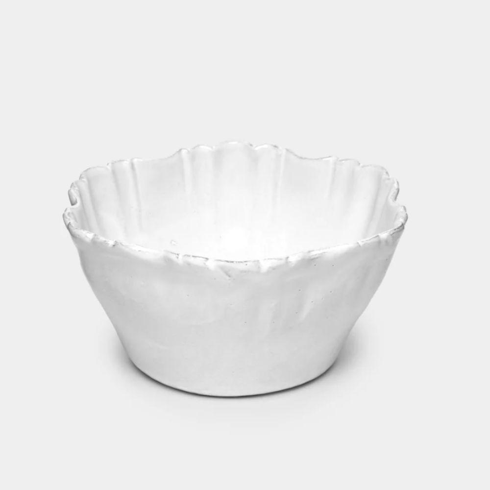 Irregular shaped white glazed bowl