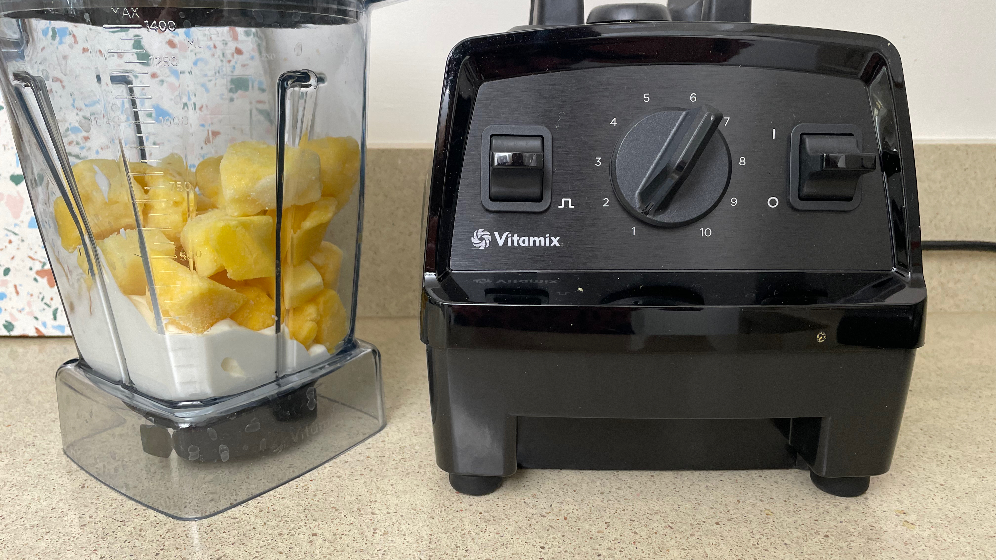 Preparing to test frozen yogurt in the Vitamix E310 Explorian