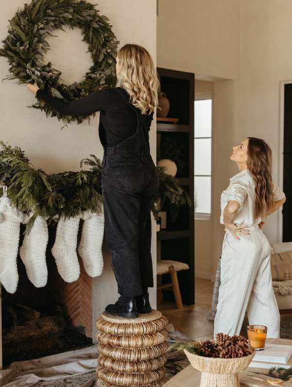 Holiday Decor 2023-Christmas Mantel with evergreen