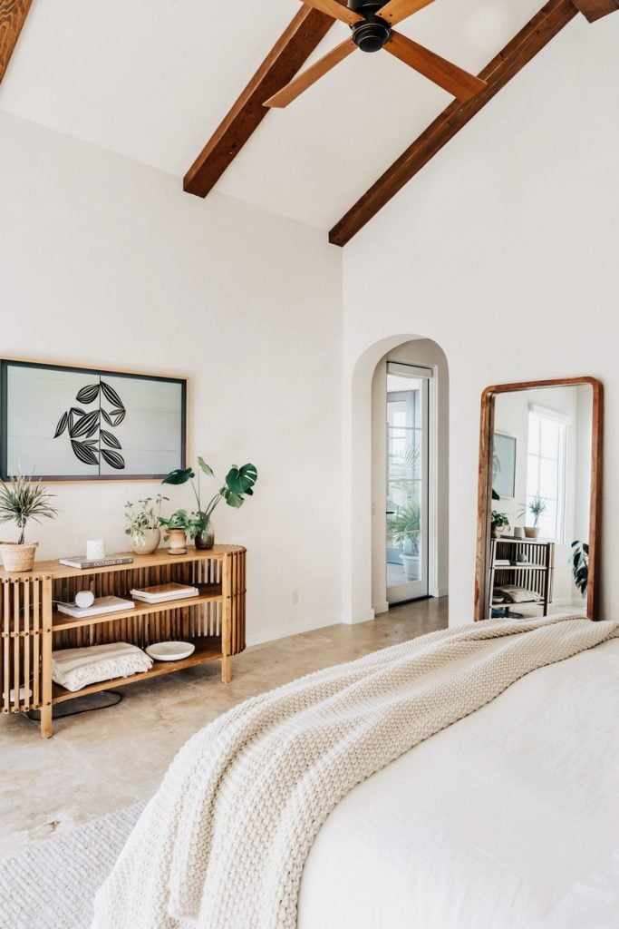 white airy bedroom best low-light indoor plants