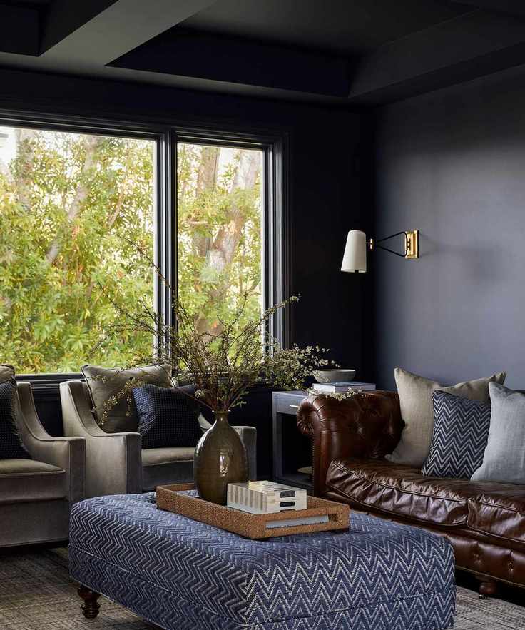 Living room painted in Hale Navy