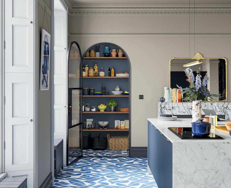 kitchen storage trend with curved storage