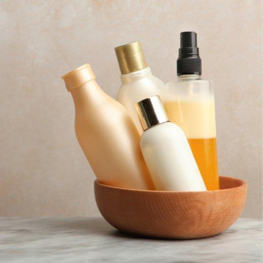 Image of various bottles in a bowl