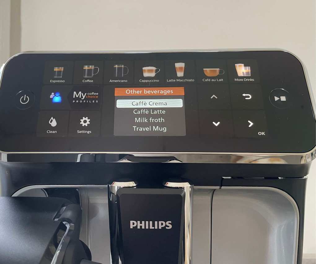 Philips 5400 Series LatteGo control panel