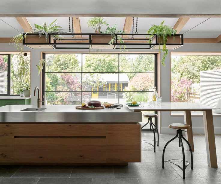 White and wood kitchen island