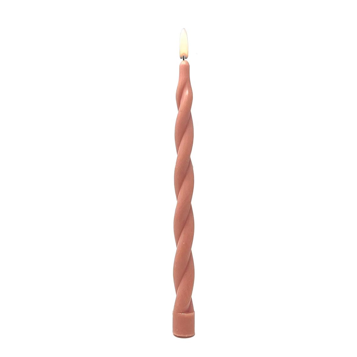 Twisted pink taper candle
