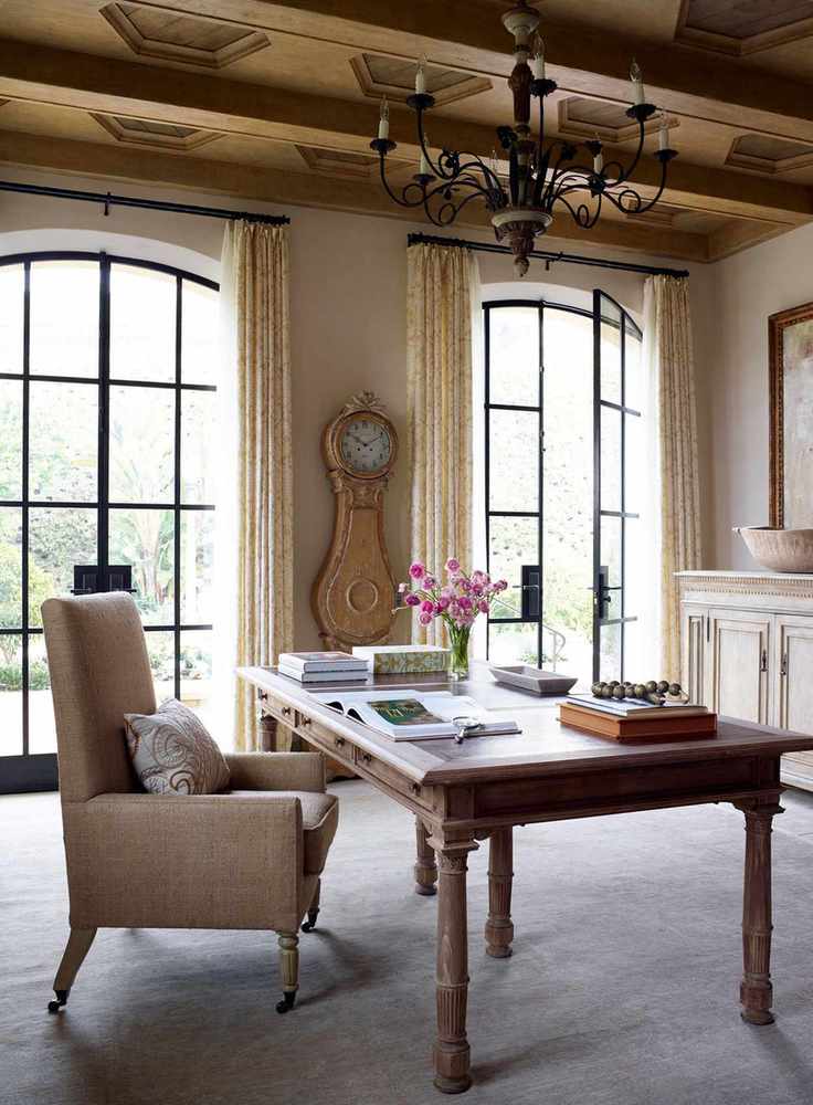 Light home office with natural light and pale colors