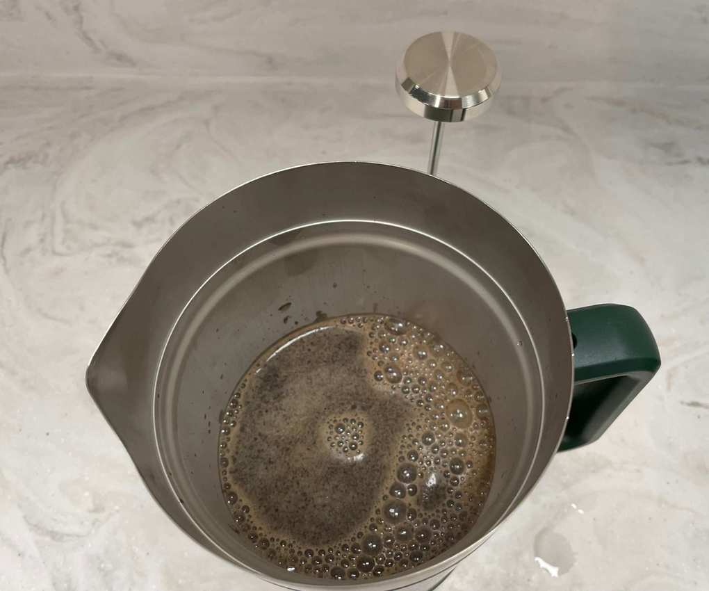 Stanley Stay Hot French Press brewing coffee