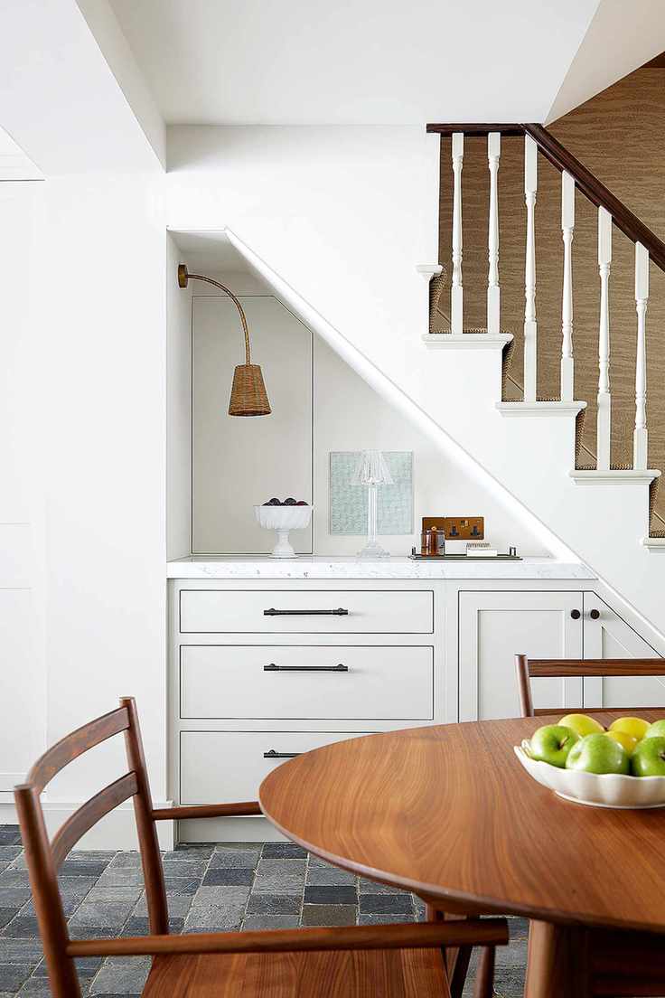 Kitchen wall lighting in an alcove under the stairs