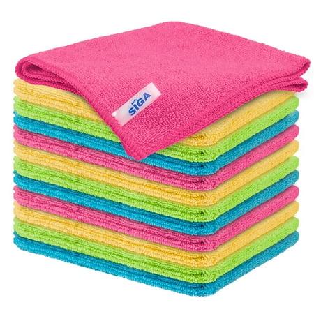 Mr.siga Microfiber Cleaning Cloth for Kitchen, Household & Car Cleaning, Pack of 12, Size: 12.6" X 12.6"