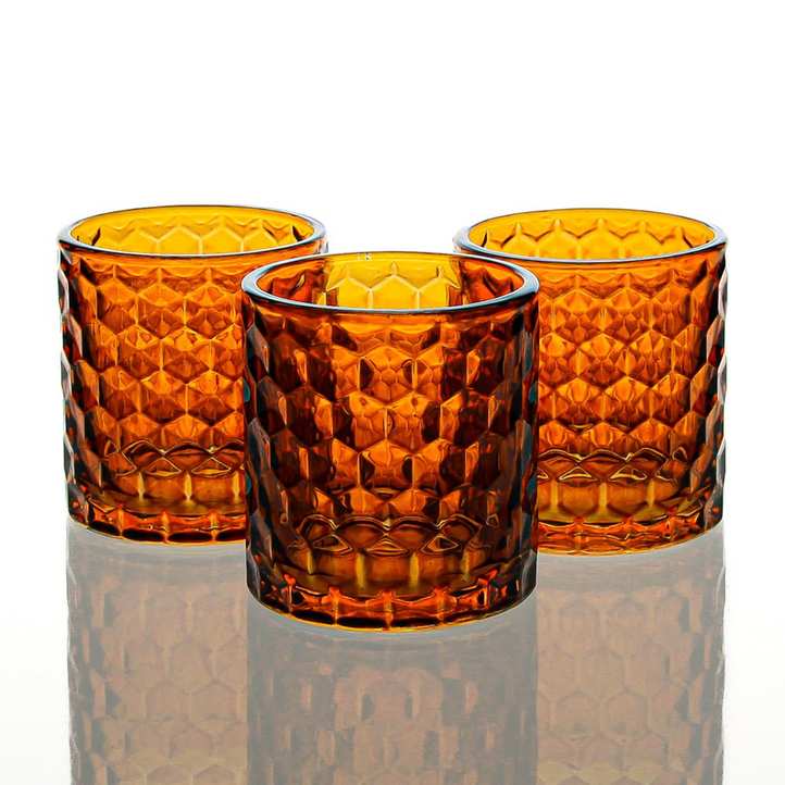 Richland Amber Chunky Honeycomb Glass Votive &amp; Tealight Holder Set of 48