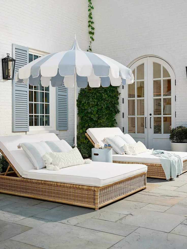 outdoor chaise lounges on a patio
